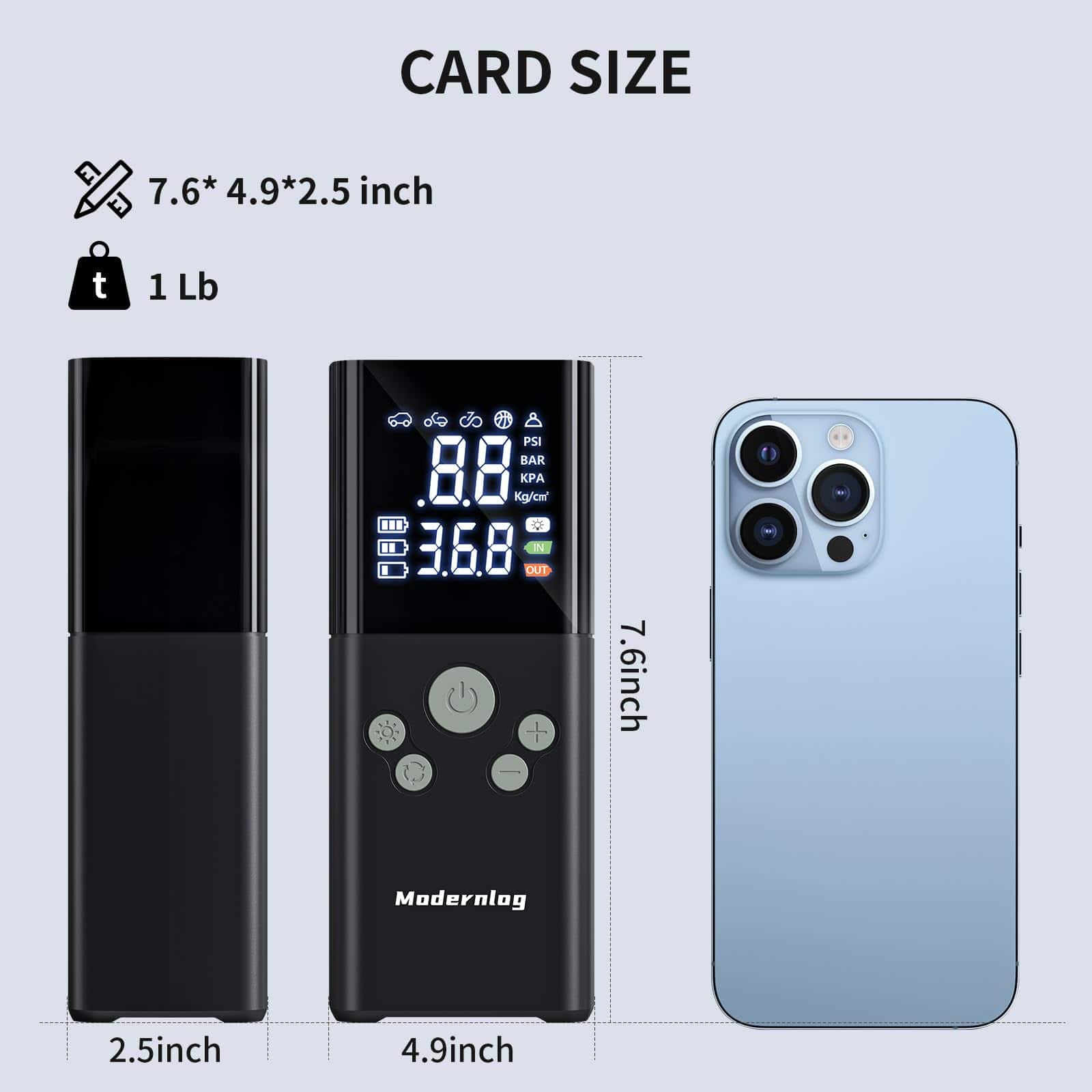 Inflador de Neumáticos Compresor de Aire Portátil, Bomba de - Imagen 10