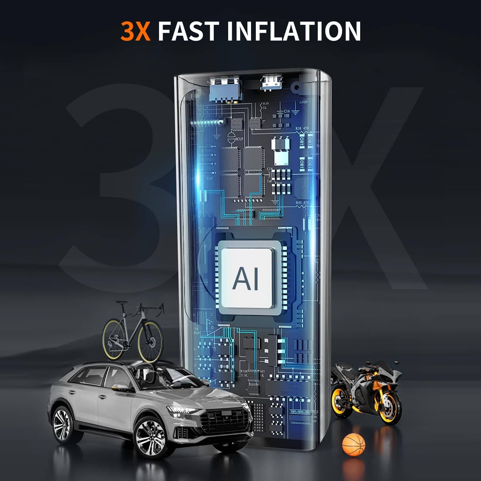 Inflador de Neumáticos Compresor de Aire Portátil, Bomba de - Imagen 7