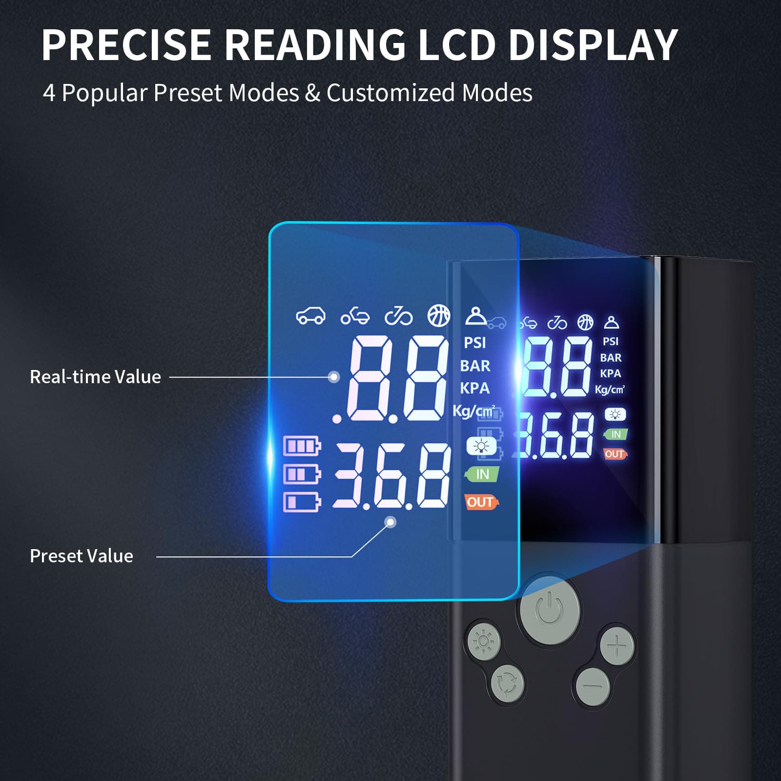Inflador de Neumáticos Compresor de Aire Portátil, Bomba de - Imagen 4
