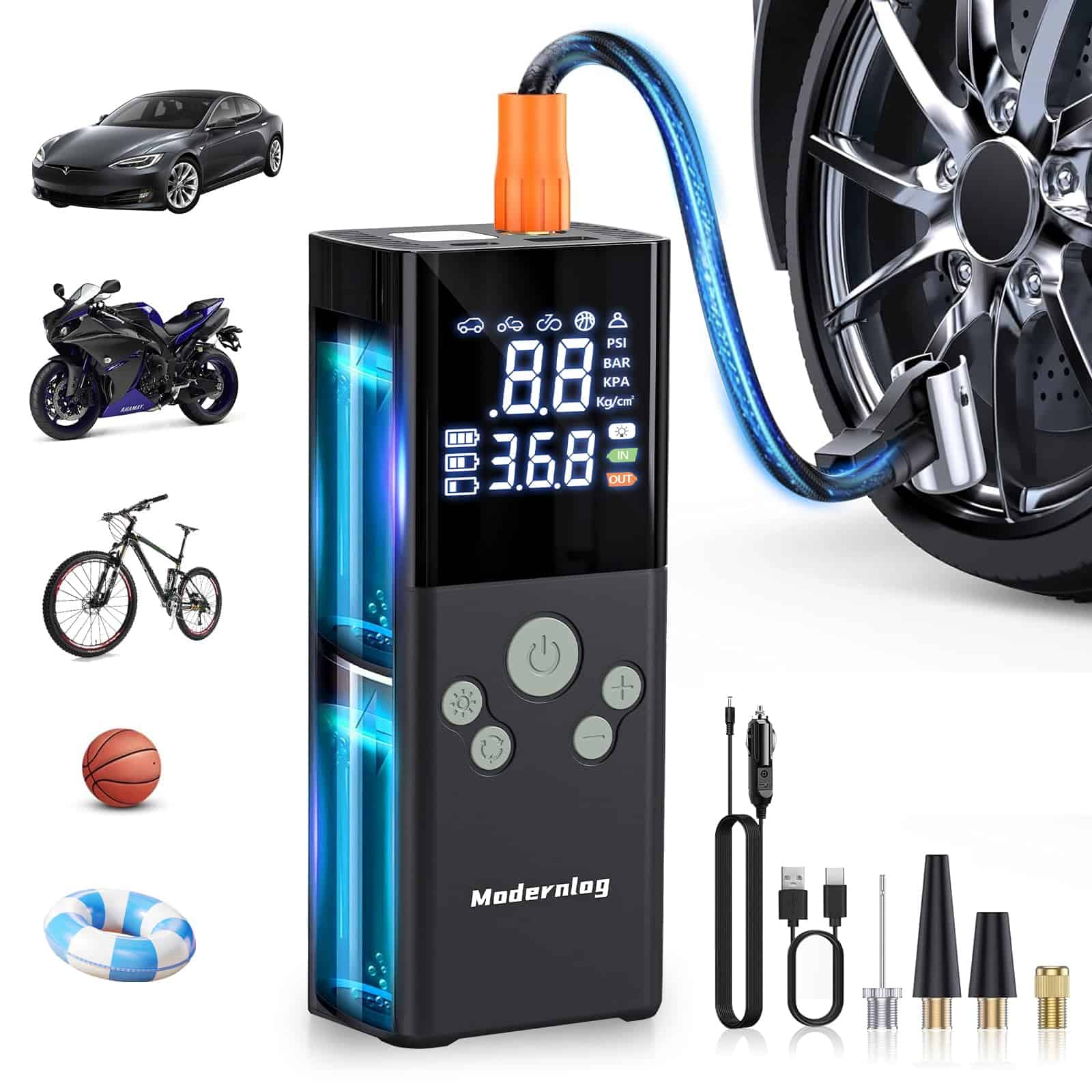 Inflador de Neumáticos Compresor de Aire Portátil, Bomba de