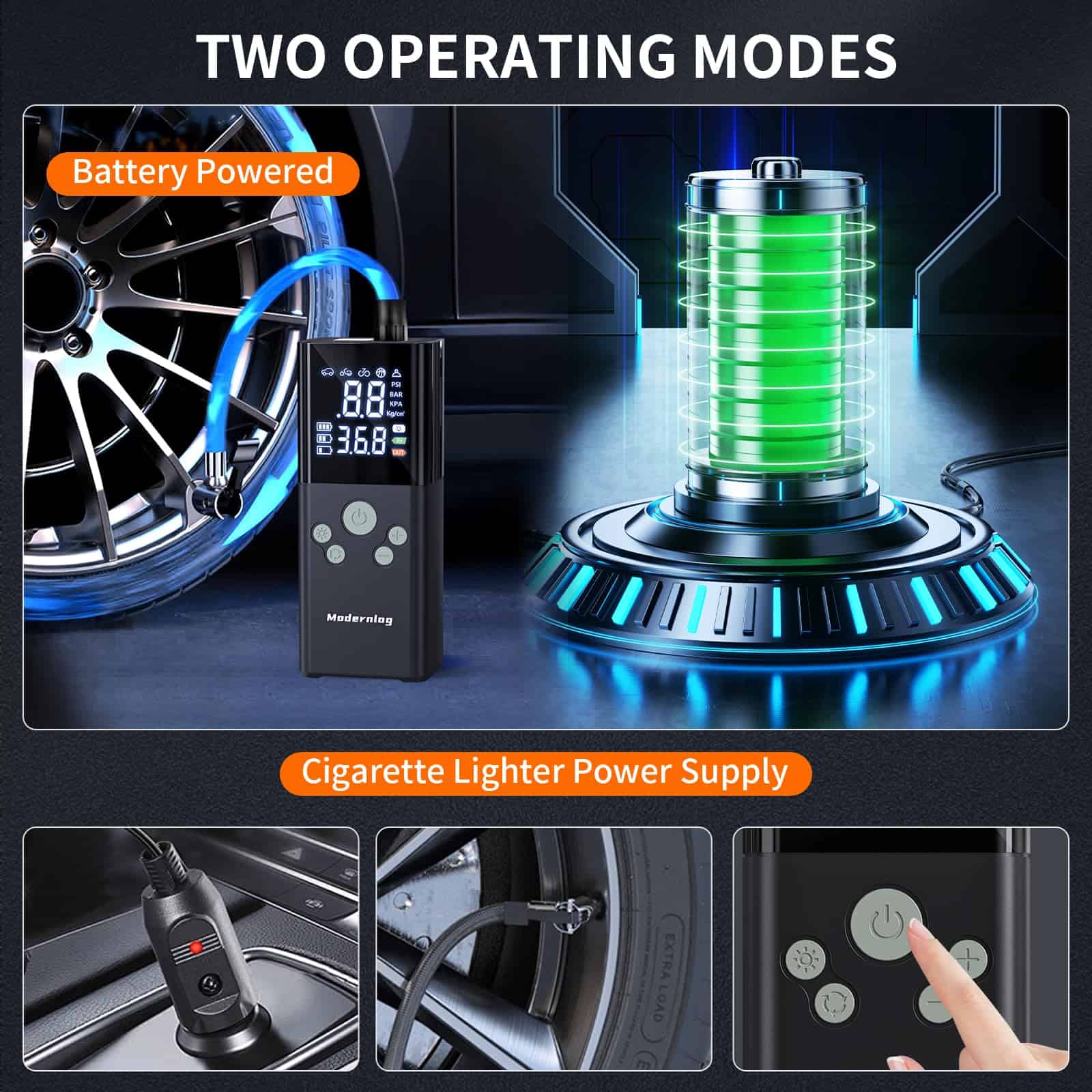 Inflador de Neumáticos Compresor de Aire Portátil, Bomba de - Imagen 5