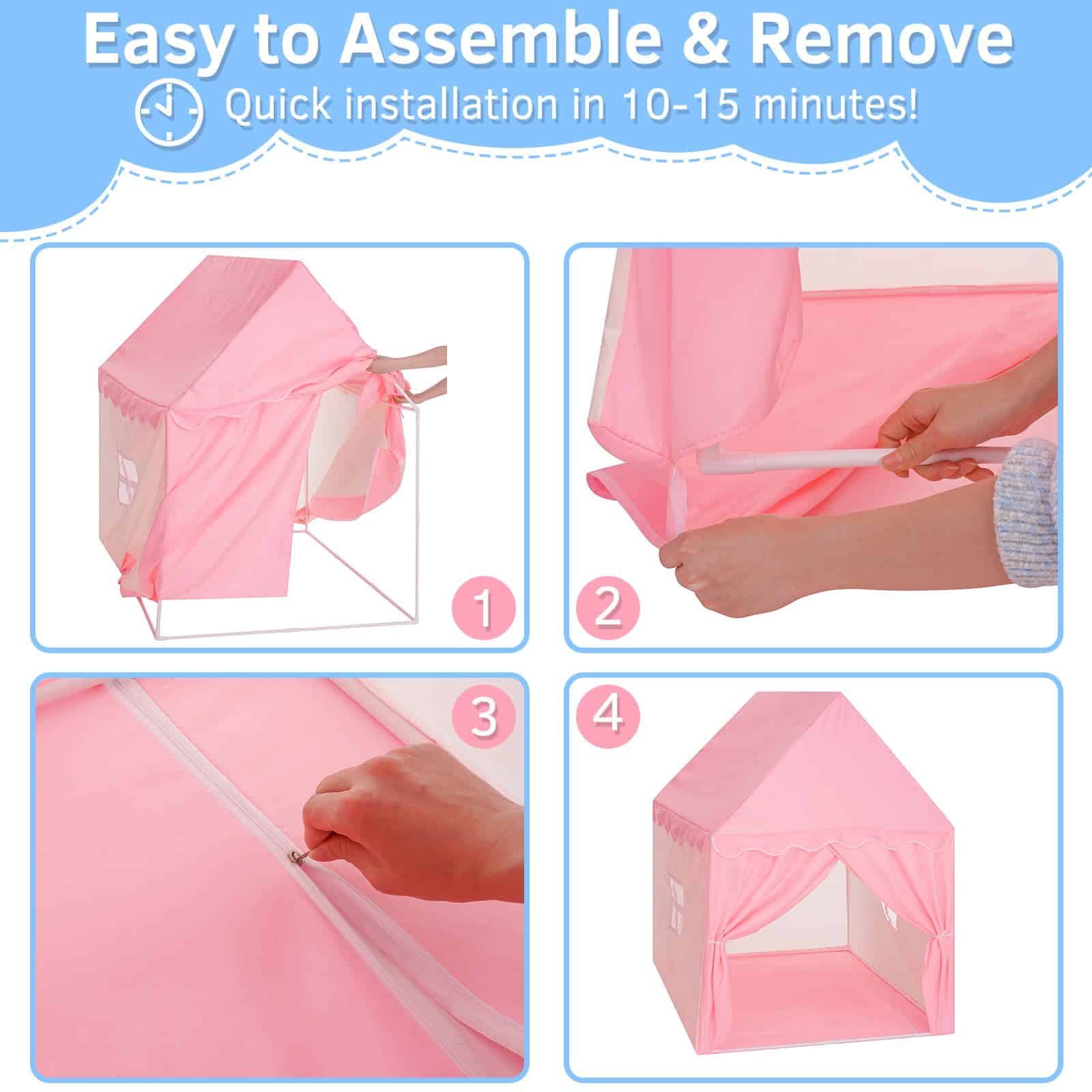 Casa de Juegos Rosa con Alfombra Acolchada para Niños, - Imagen 4