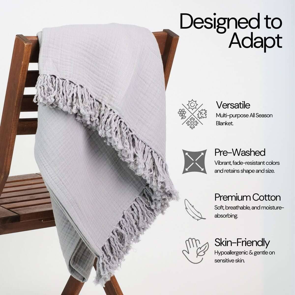 Manta de algodón muselina Salt Earth 100%, manta de gasa - Imagen 4