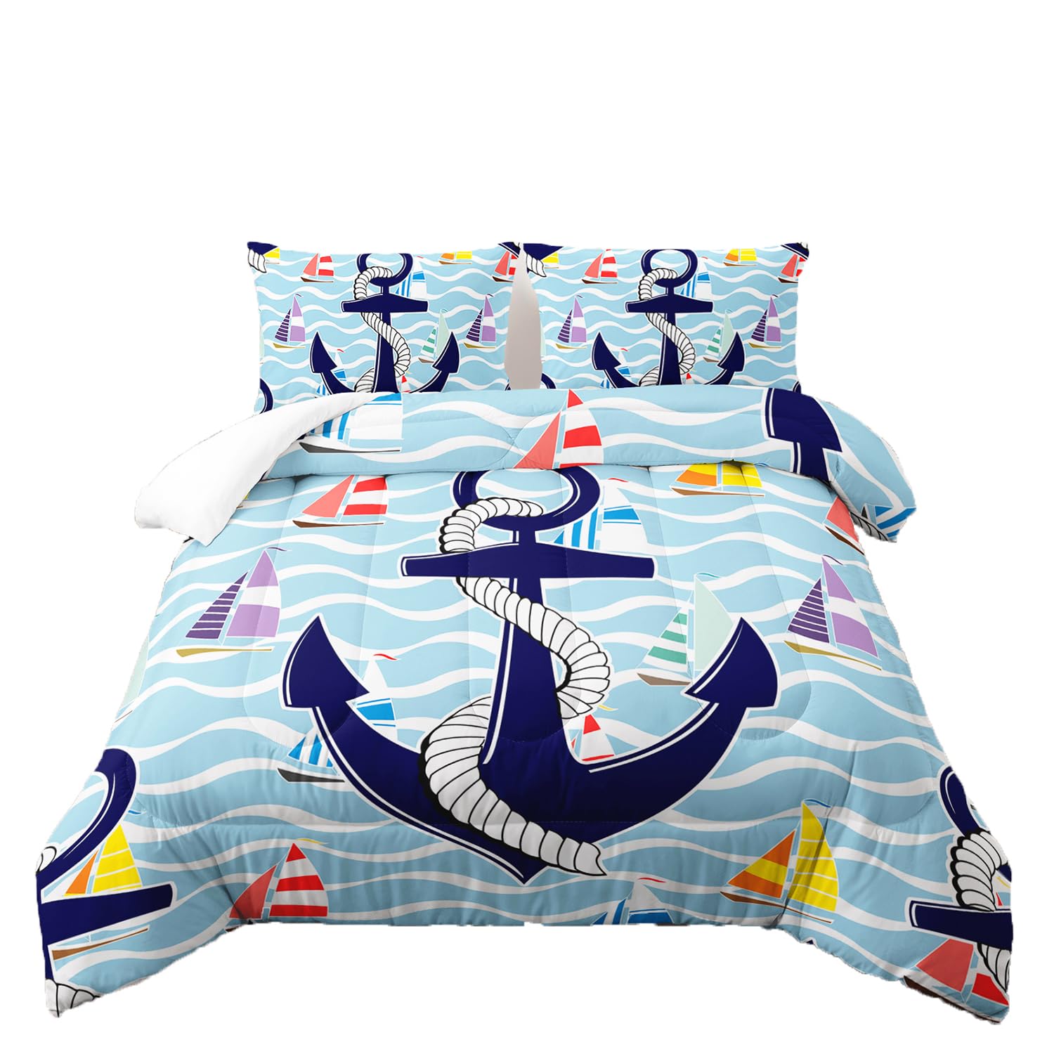 Juego de Ropa de Cama 3D de Ancla para Niños, Color Velero
