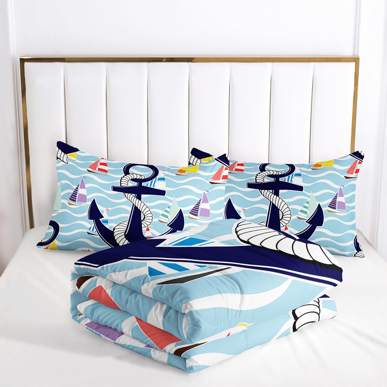 Juego de Ropa de Cama 3D de Ancla para Niños, Color Velero - Imagen 6