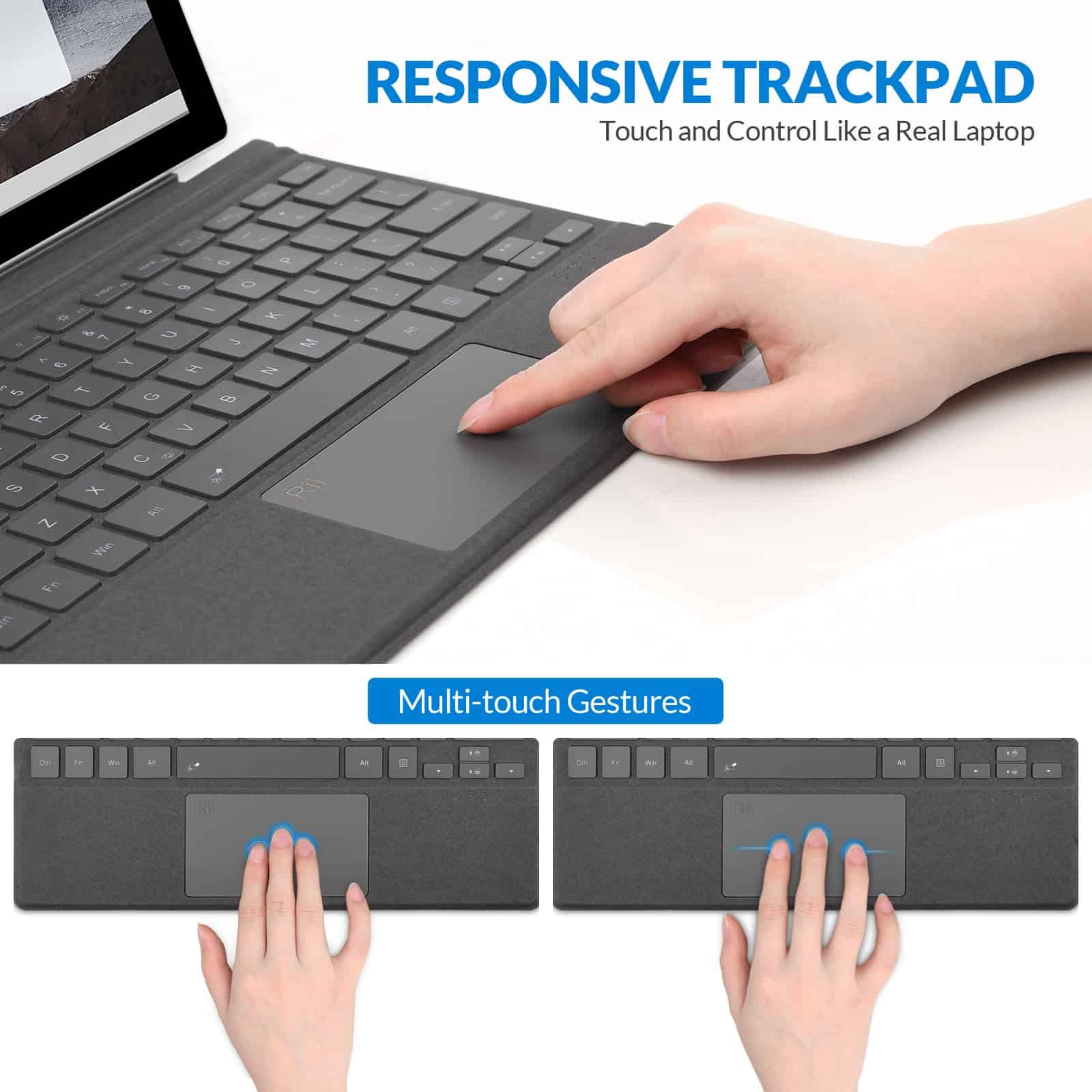 Teclado Rii para Surface Pro 7, Bluetooth 5.2, - Imagen 6