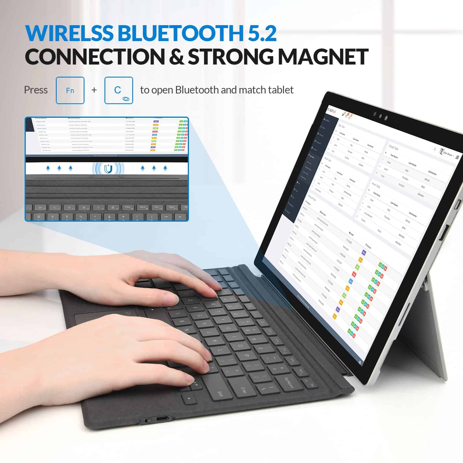 Teclado Rii para Surface Pro 7, Bluetooth 5.2, - Imagen 5