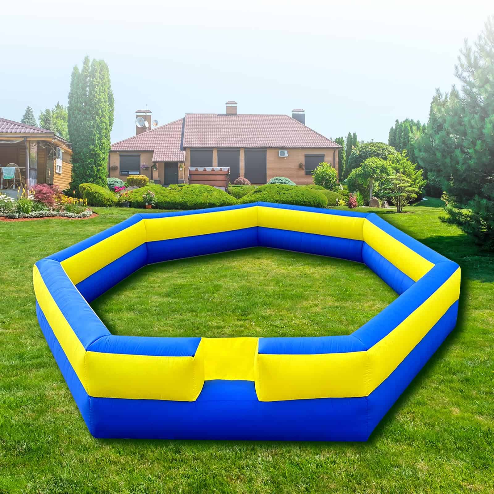 WARSUN 15FT Gaga Ball Pit Inflable con -Azul y Amarillo