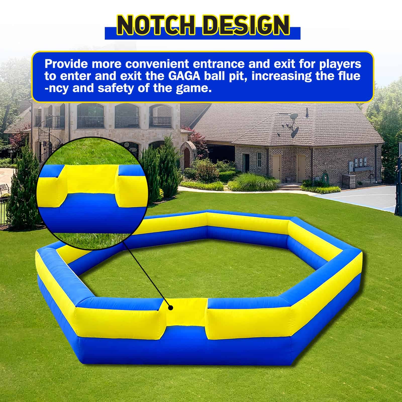 WARSUN 15FT Gaga Ball Pit Inflable con -Azul y Amarillo - Imagen 5