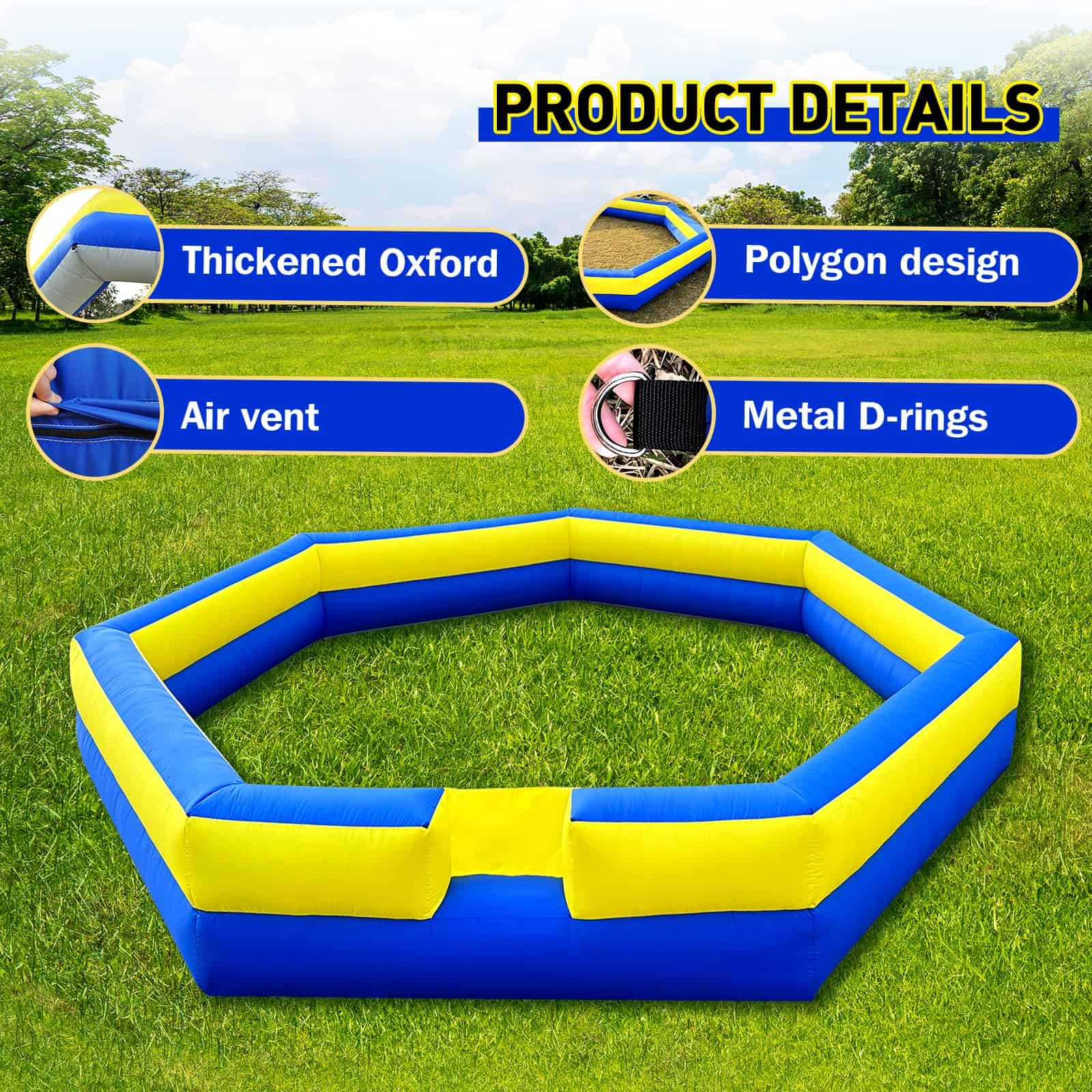 WARSUN 15FT Gaga Ball Pit Inflable con -Azul y Amarillo - Imagen 7