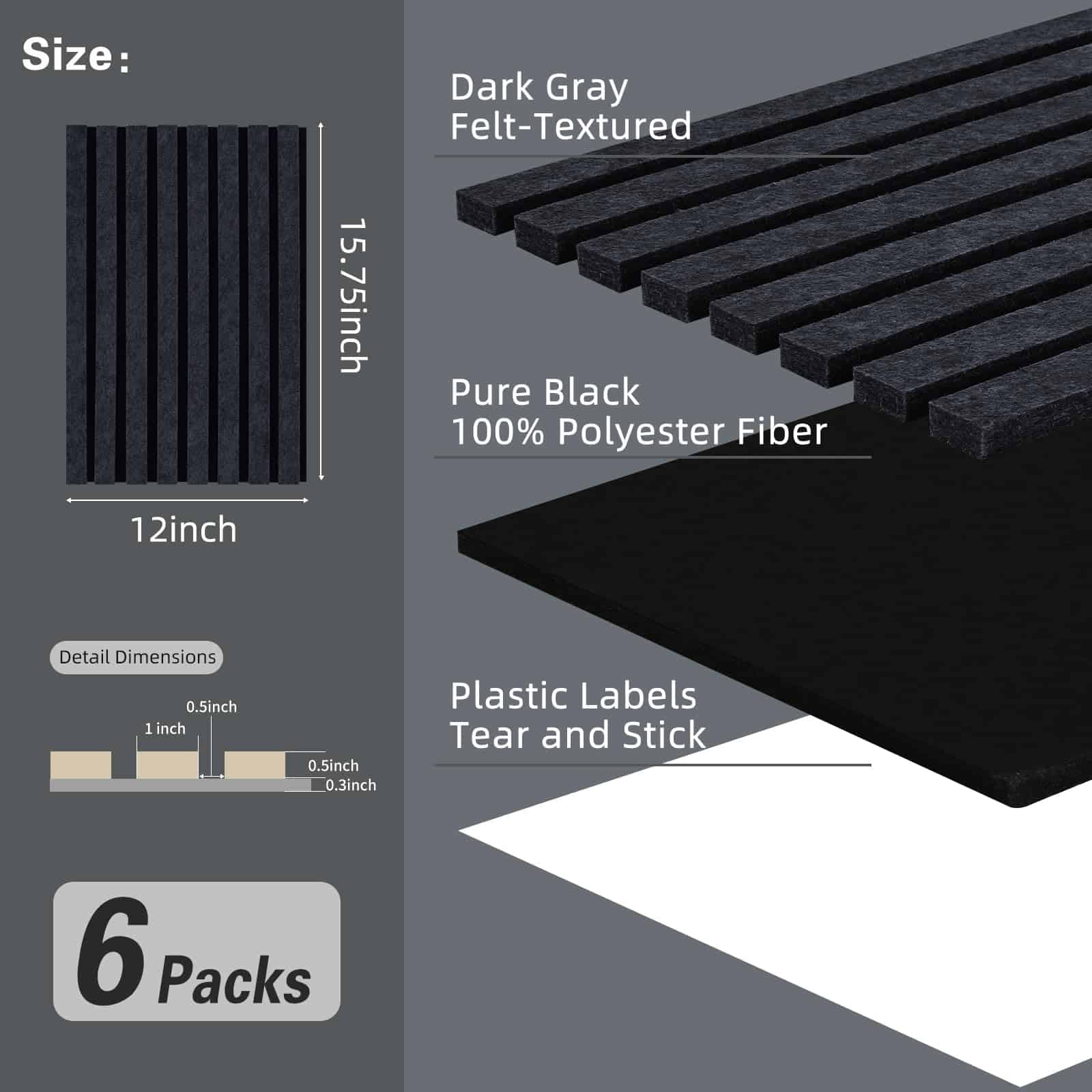 6 Paquetes Paneles Acústicos Autoadhesivos de Doble Capa - Imagen 5