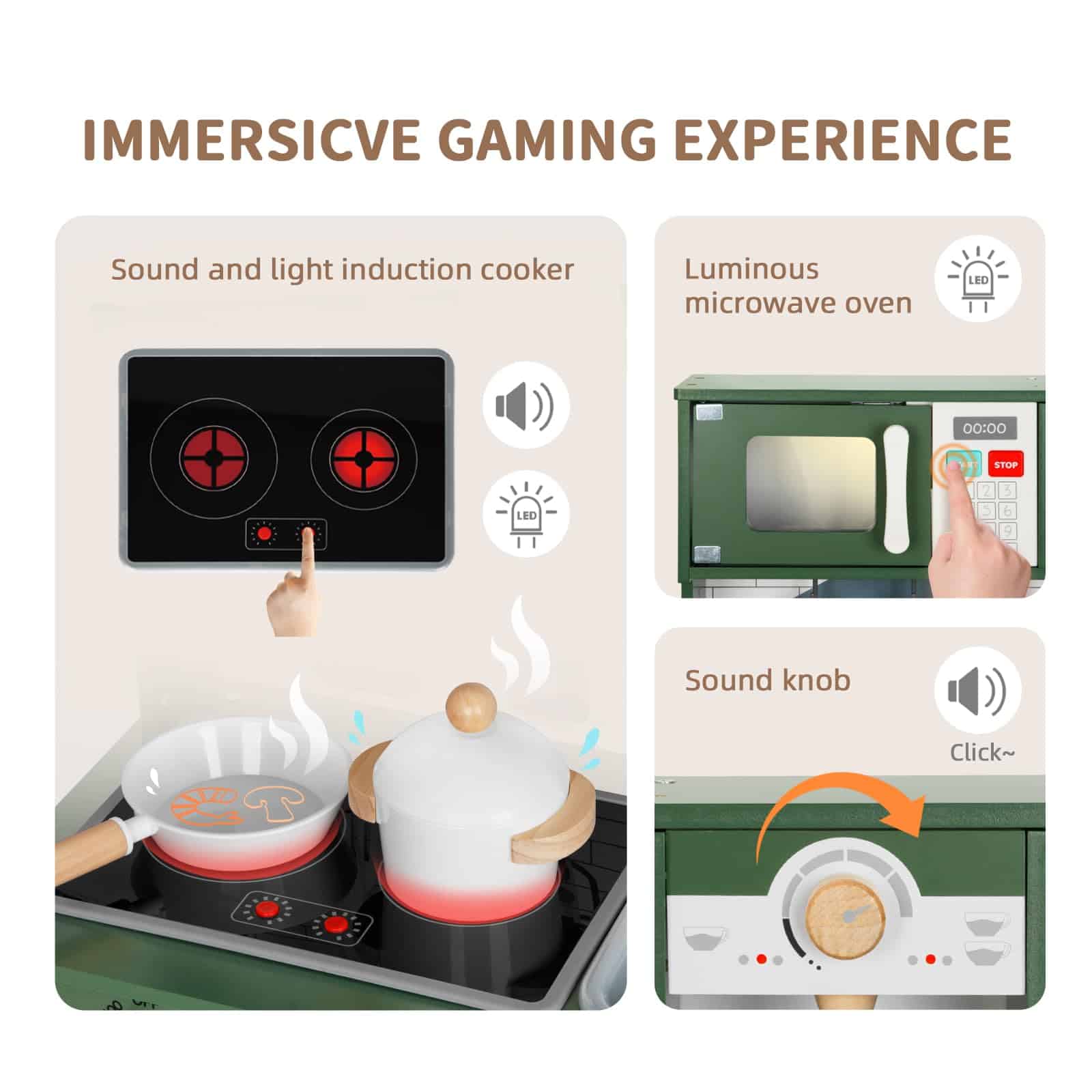 Juego de Cocina para Niños, Cocina de Juguete de Madera - Imagen 5