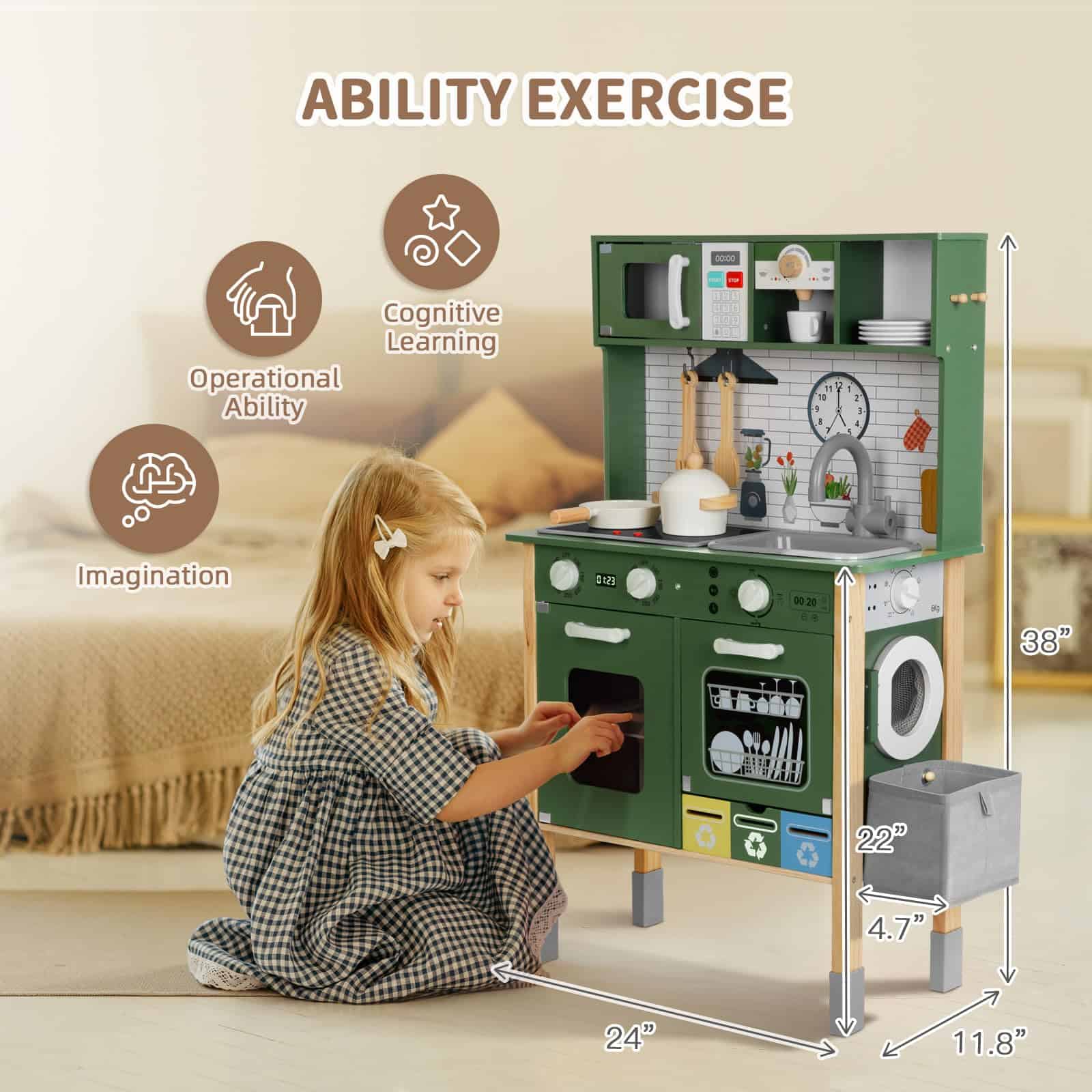 Juego de Cocina para Niños, Cocina de Juguete de Madera - Imagen 6