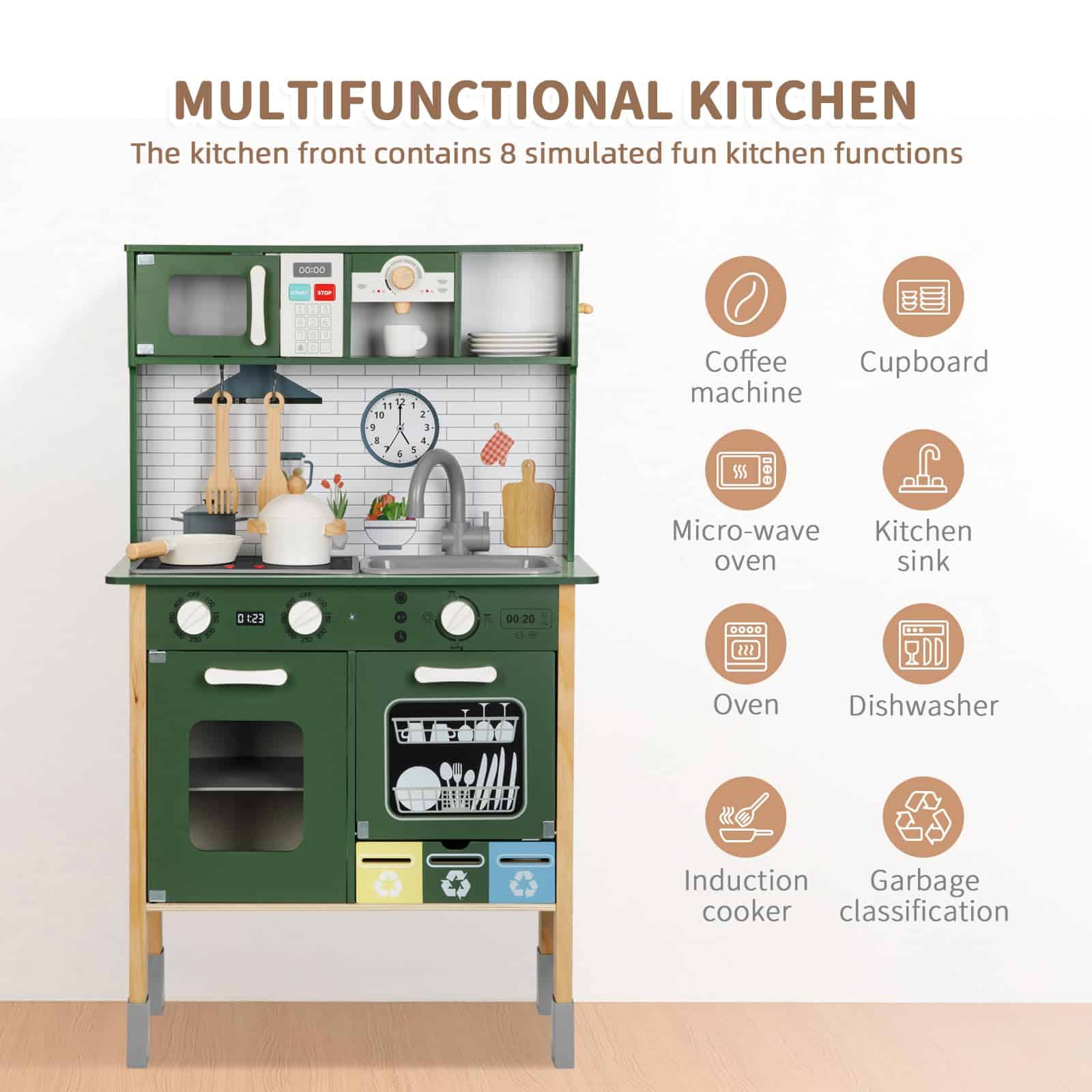 Juego de Cocina para Niños, Cocina de Juguete de Madera - Imagen 3