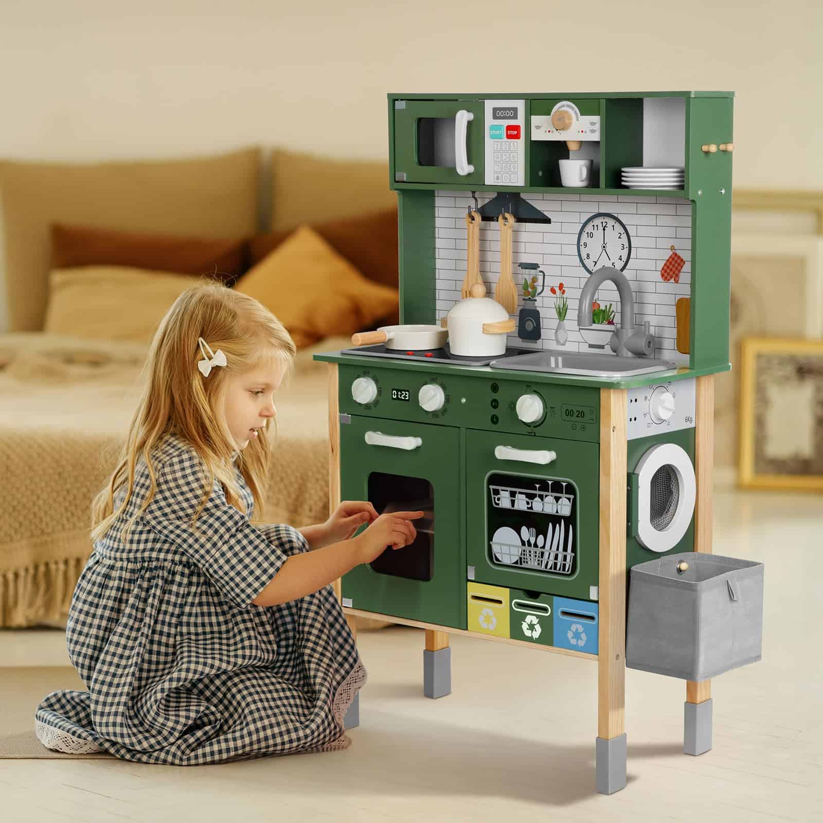 Juego de Cocina para Niños, Cocina de Juguete de Madera - Imagen 9