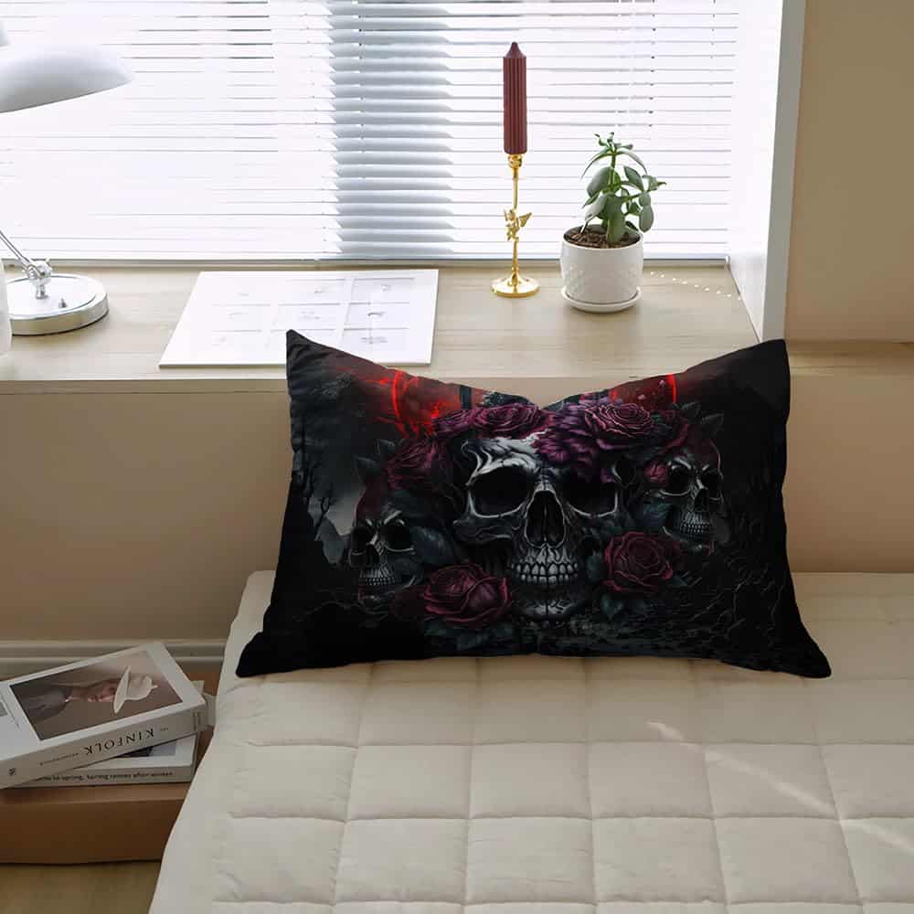 Juego de Edredón con Estampado Retro de Calaveras Florales - Imagen 6