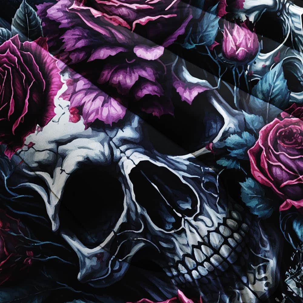 Juego de Edredón con Estampado Retro de Calaveras Florales - Imagen 4