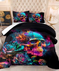 Juego de Funda Nórdica con Estampado de Calavera de Colores