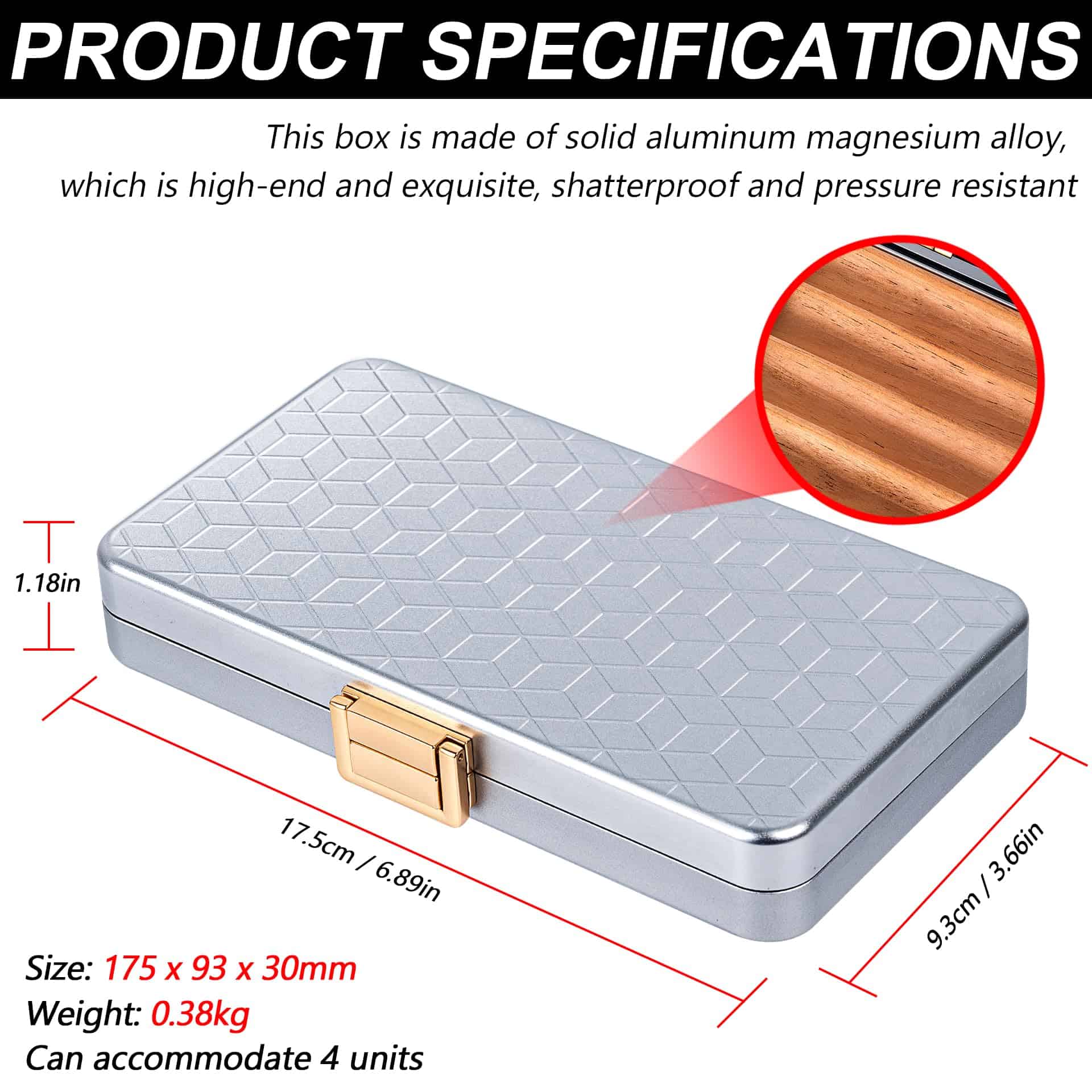 Estuche de viaje Goshentech, Capacidad para 4 puros Toro, - Imagen 4