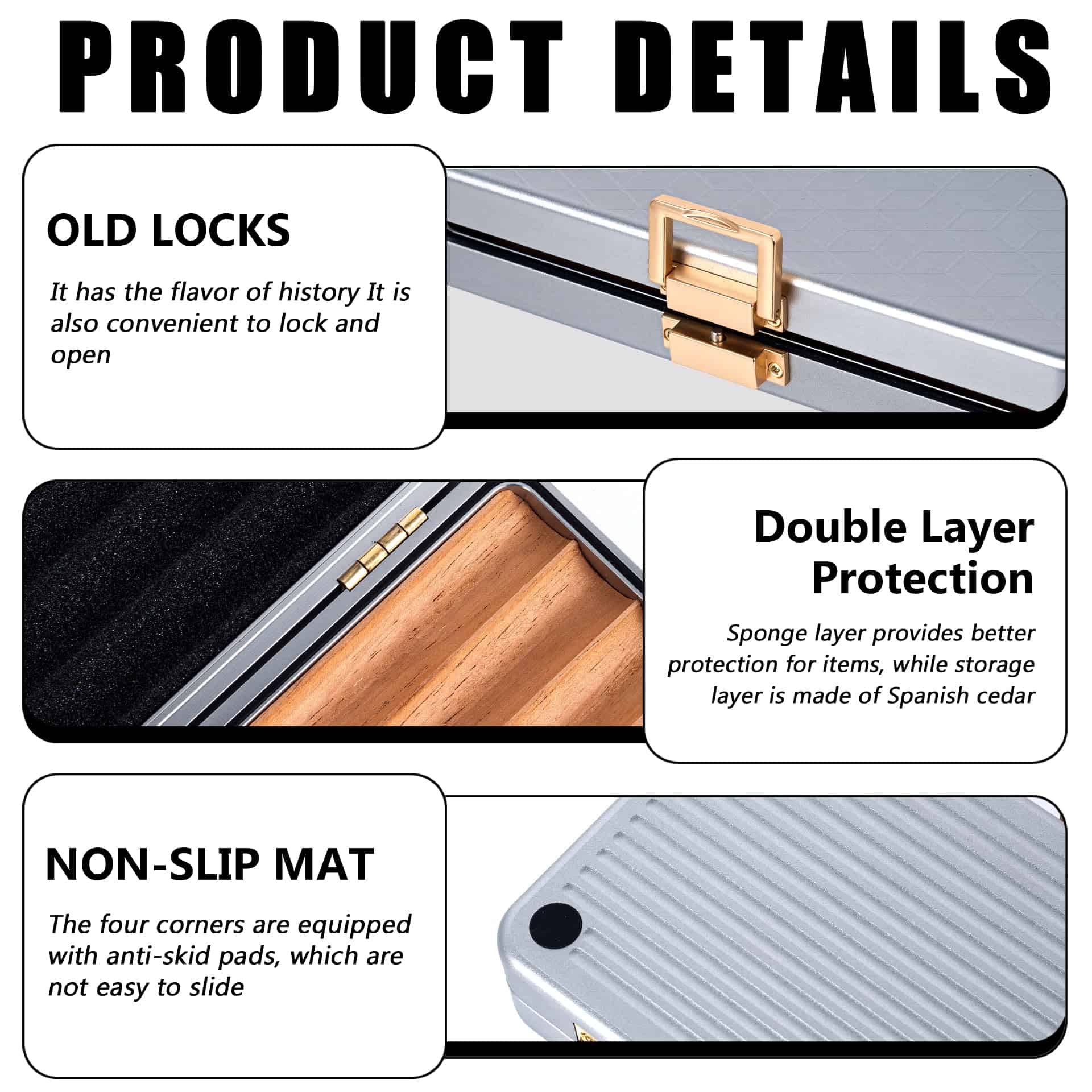 Estuche de viaje Goshentech, Capacidad para 4 puros Toro, - Imagen 7