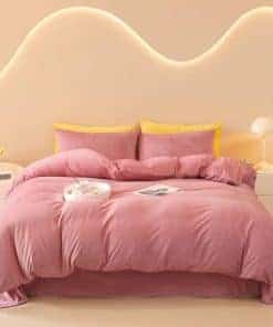 Juego de Funda de Edredón de Terciopelo Rosa Viejo FOPPA