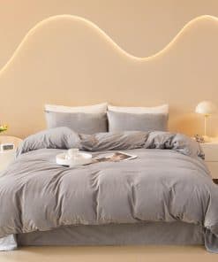 Juego de Funda de Edredón de Terciopelo Gris FOPPA Queen -