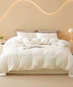 Juego de Funda de Edredón de Terciopelo Beige FOPPA Queen -