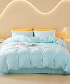 Juego de Funda de Edredón de Terciopelo Azul FOPPA Queen -