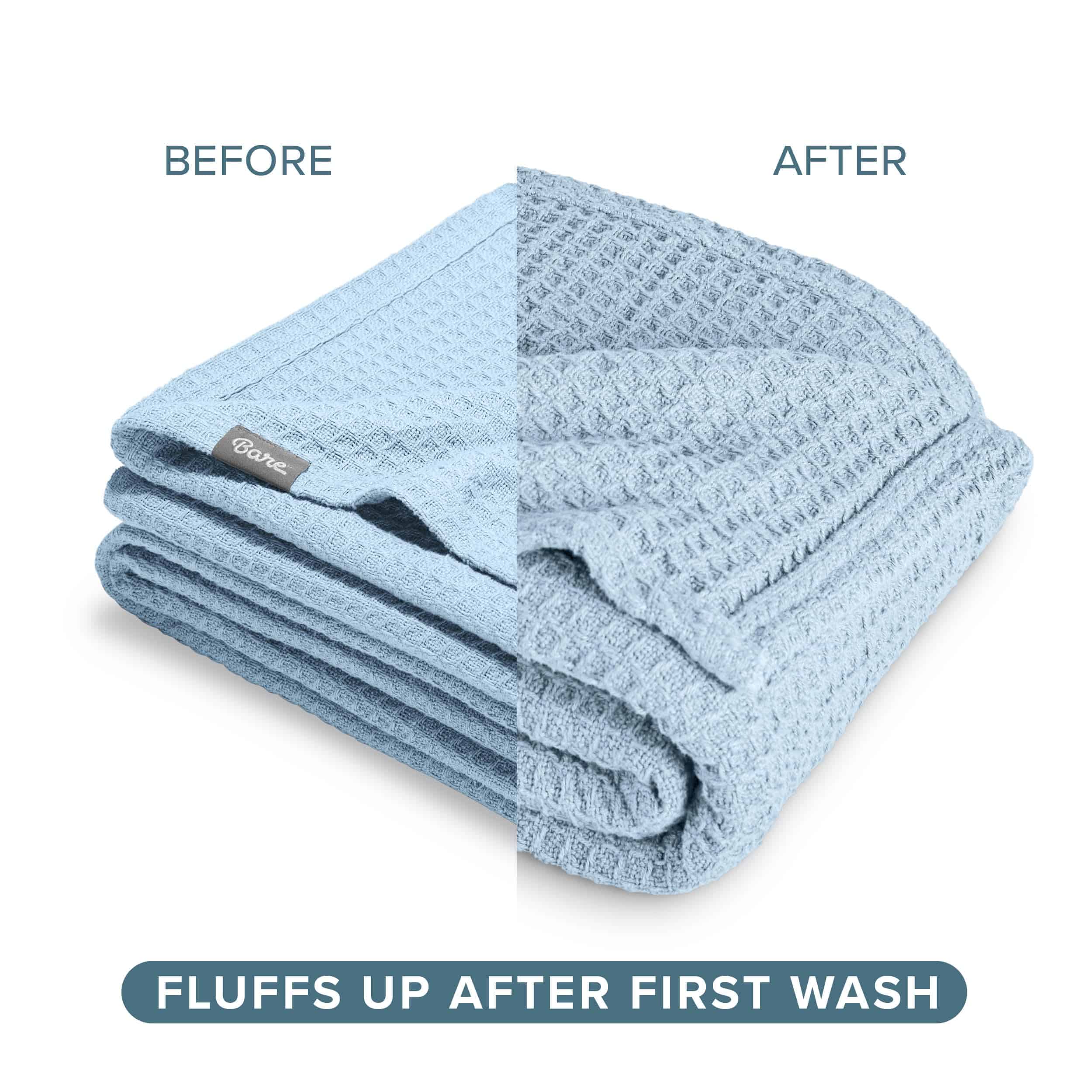 Manta de Gofre Azul Claro Bare Home, Tamaño Throw 44Wx66L, - Imagen 6