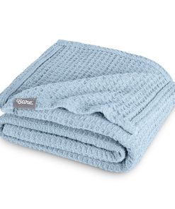 Manta de Gofre Azul Claro Bare Home, Tamaño Throw 44Wx66L,