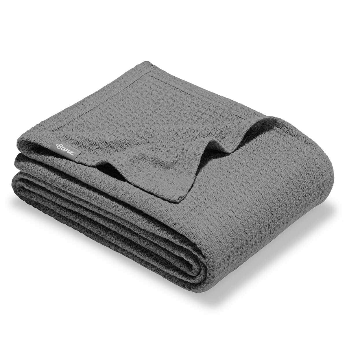 Manta Waffle Gris Bare Home, King 108Wx90L, 100% Algodón,