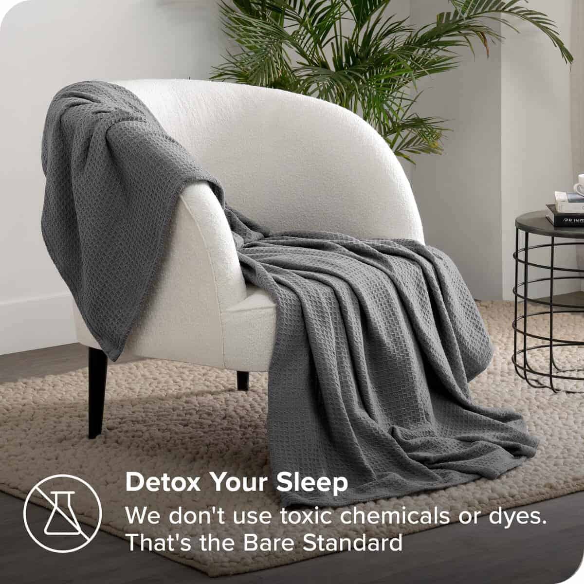 Manta Waffle Gris Bare Home, King 108Wx90L, 100% Algodón, - Imagen 6