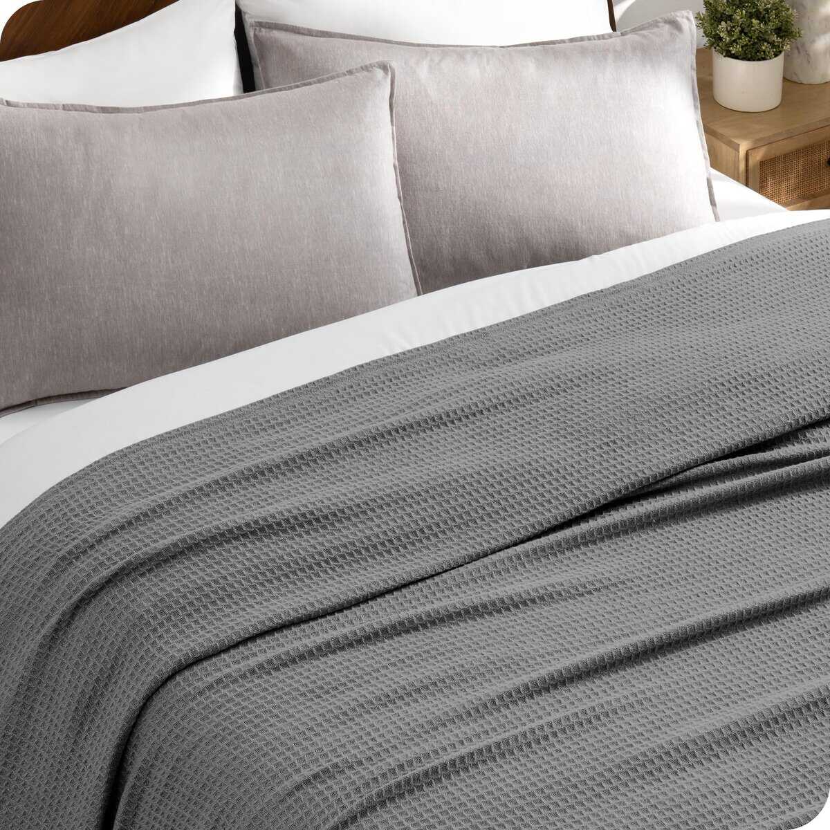 Manta Waffle Gris Bare Home, King 108Wx90L, 100% Algodón, - Imagen 7