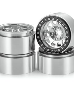 4Pcs Ruedas RC 1.9 de Aleación de Aluminio -Plata + Negro