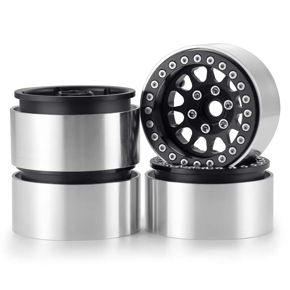 4Pcs Ruedas RC 1.9 de Aleación de Aluminio -Negro