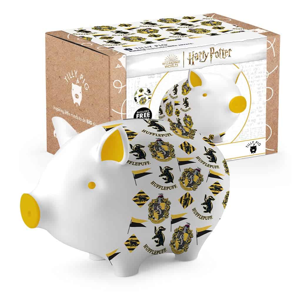 Alcancía de cerámica Tilly Pig para niños -ufflepuff