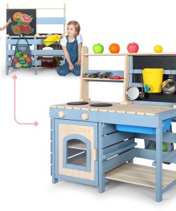 Cocina de barro de madera 2 en 1, Cocina de exterior con