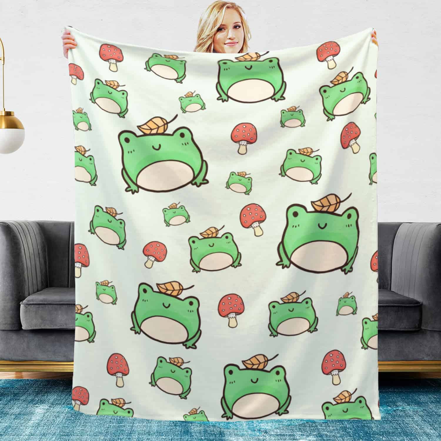 Manta de Rana para Sofá Cama Viajes Camping, 127x153cm