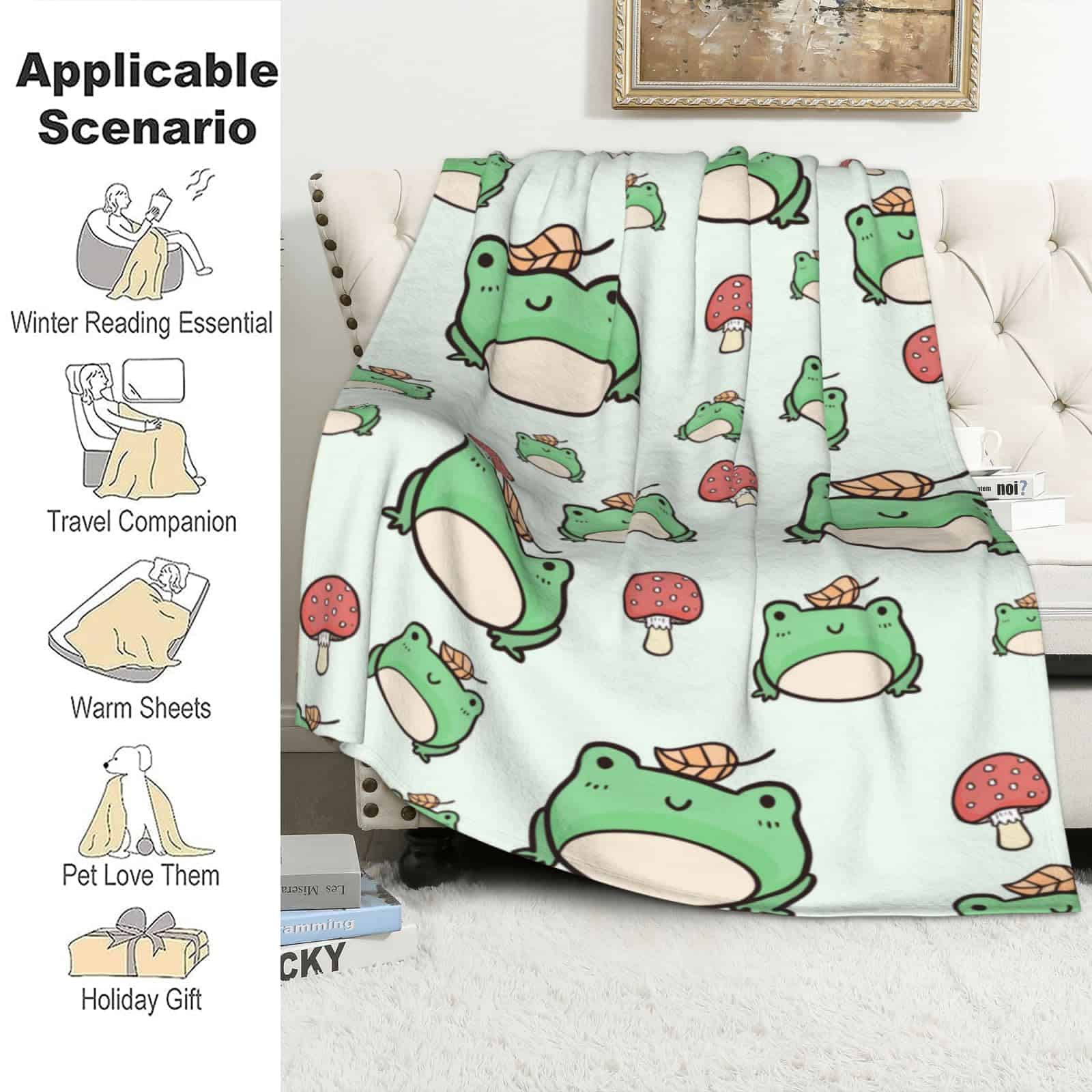 Manta de Rana para Sofá Cama Viajes Camping, 127x153cm - Imagen 3