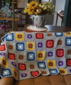 Manta de Ganchillo Hecha a Mano Estilo Cuadrados de la