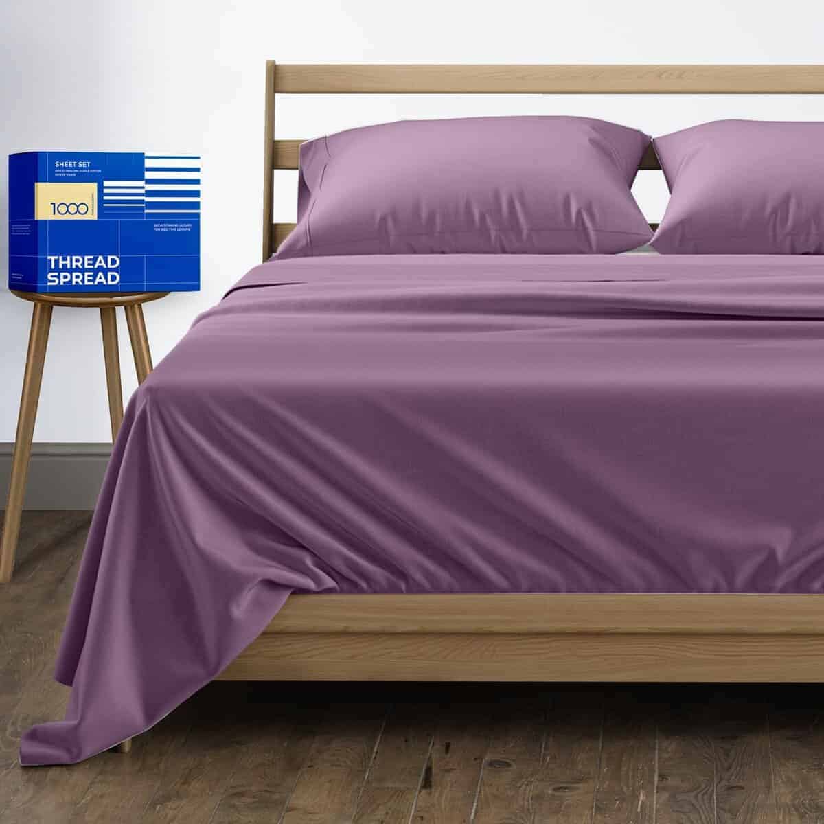 Juego de sábanas 100% algodón egipcio puro -Ciruela