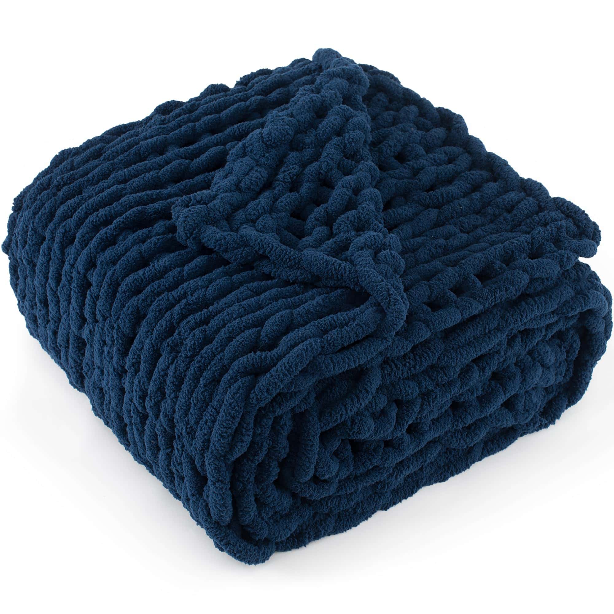 Manta de Lana Gruesa Chunky Knit 60"X 80", 100% Hecha a