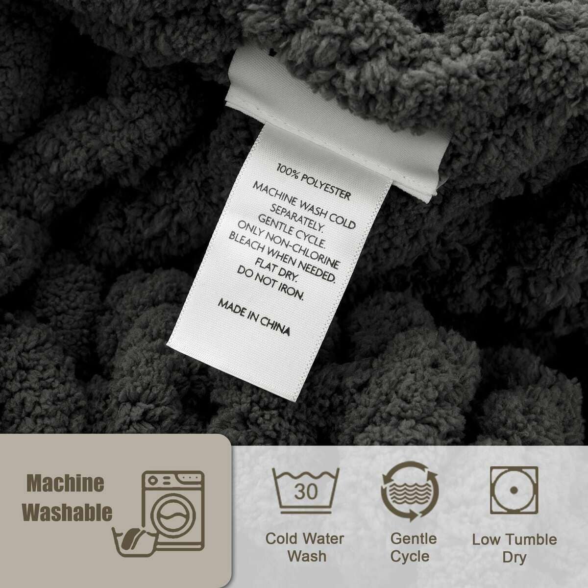 Manta de Lana Gruesa Tejida a Mano de 50"X 60", 100% Hecha - Imagen 6