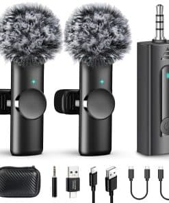Paquete de 2 Micrófonos Inalámbricos Lavalier SPORTKEE para