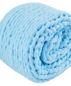 Manta de punto grueso PurPlaisir Manta de -Azul Claro