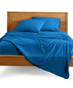 Juego de sábanas Bare Home Split Head Flex -Azul Medio