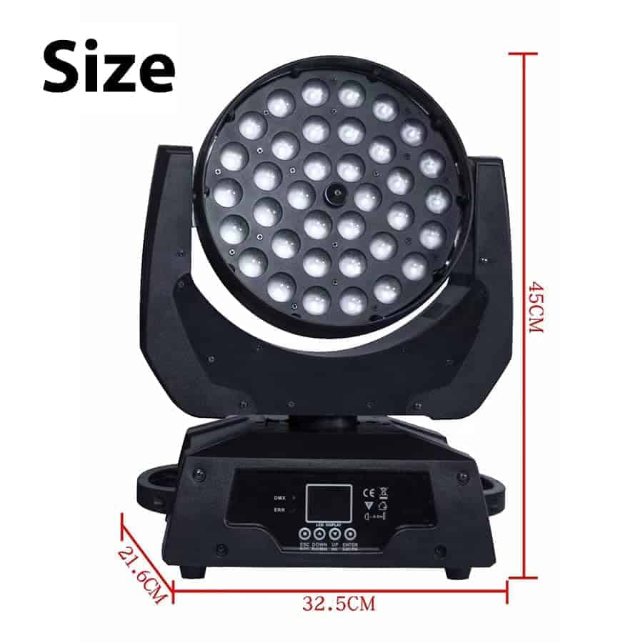 Luz de Cabeza Móvil de Lavado de Zoom Led 36x18W RGBWAUV - Imagen 6