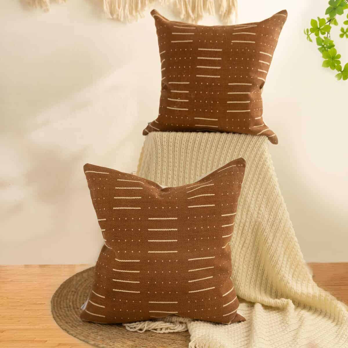 EMWEYKE Juego de 2 Fundas de Cojín Africano Mudcloth, 20x20 - Imagen 7