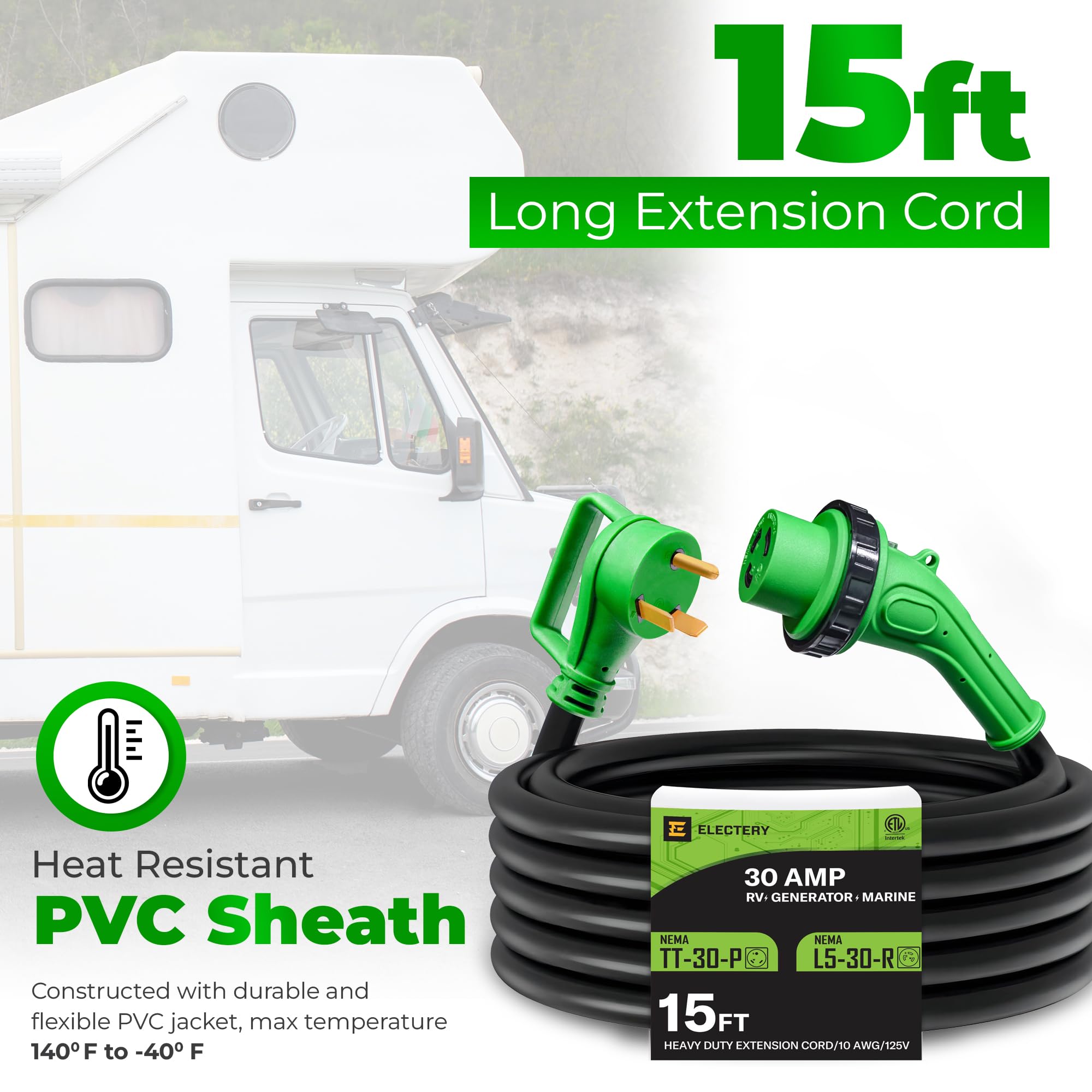 Cable de extensión de corriente de RV de 30 amperios y 15 - Imagen 9