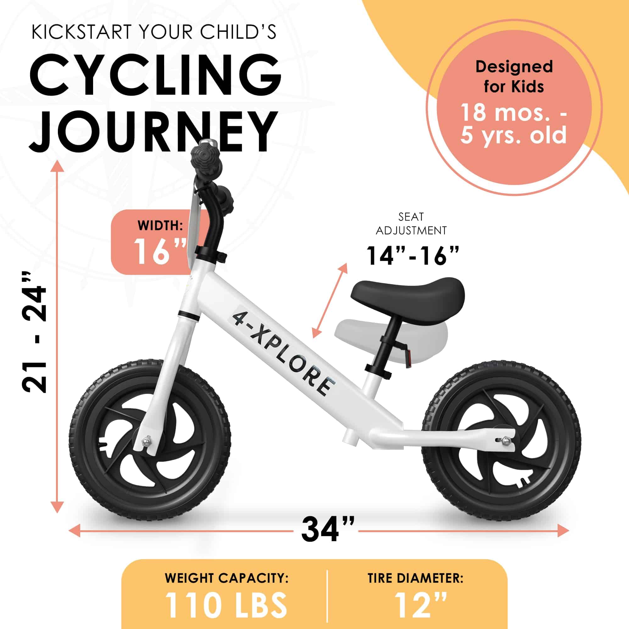 Bicicleta de Equilibrio Ajustable 4-Xplore para Niños de - Imagen 5